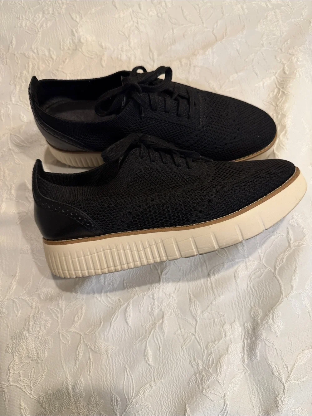 Cole Haan Men’s Black Knit Sneakers with White Trim